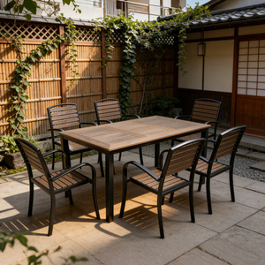 Juego de Mesa y Sillas de Patio de Hierro Moderno de Alta Calidad para Exteriores, Capacidad para 6 Personas, Marca RunZhou, Venta al Por Mayor de Fábrica - Product Image 4