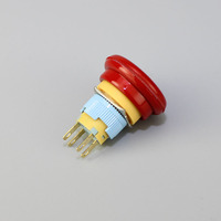 Interrupteur d'arrêt d'urgence 16 mm, étanche IP65, 2NO, bouton-poussoir de sécurité en métal rouge pour le contrôle des équipements industriels