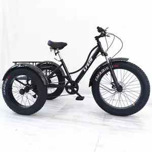 2024 new model 24 Inch Electric Trike Fat Tire 3 Wheel Electric Tricycle Three Wheels Adult Cargo Electric Bike with Basket