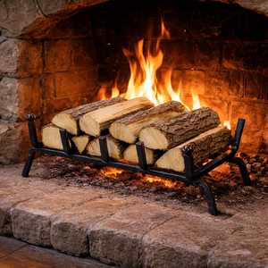 Fireplace <b>Log</b> <b>Rack</b> 50x21.5x16 Cm Black Wrought Iron With 5 Bars For Indoor Outdoor Use - Product Image 6