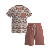 Ensemble de vêtements pour bébés filles en soie de lait à imprimé animal, style occidental, manches courtes, deux pièces, vente en gros