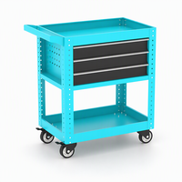 Chariot d'atelier métallique réglable à 3 tiroirs, armoire de rangement mobile pour atelier, personnalisable OEM/OBM, capacité de charge de 300 kg, 3 points d'ancrage