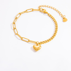 สร้อยข้อมือจี้รูปหัวใจสแตนเลส ดีไซน์เรขาคณิต เครื่องประดับสำหรับใส่ทุกวันสำหรับทุกเพศ - Product Image 5