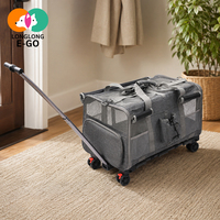 Sac de transport à roulettes pour animaux de compagnie, pliable, détachable, de luxe, populaire, à double compartiment, grand volume, portable, pour deux animaux
