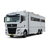 Camion utilitaire de transport mobile en aluminium avec benne de rangement et stabilisateurs, moteur diesel