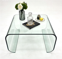 Table basse carrée moderne en acrylique pour hôtel, en verre trempé transparent, courbée, façonnée et découpée