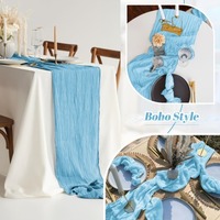 Chemin de table d'été bohème en gaze rustique pour mariage, anniversaire, fête, décoration intérieure, style campagnard, couvre-table de salle à manger