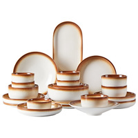 Ensemble de vaisselle en porcelaine rétro minimaliste sous glaçure, bols et assiettes en céramique pour le riz