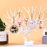 Vente en gros de porte-clés japonais en acrylique de dessin animé mignon figurines populaires porte-clés pendentif holographique clair breloques