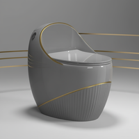 Nouvelle toilette monobloc en céramique, forme œuf, à siphon, à évacuation en S, écologique, facile à nettoyer, idéale pour les petits appartements et les gîtes.