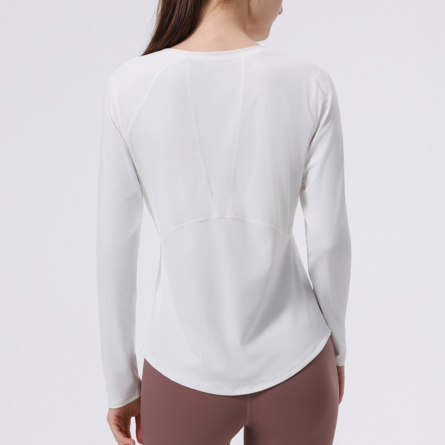 Naked Tight Four-stitch Six-thread Breathable Nylon Spandex Yoga Suit Women's Long-sleeved Professional Sports Top Running