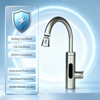 Robinet d'eau chaude instantanée électrique entièrement en acier inoxydable, design col de cygne rotatif, autoportant, étanche IPX4, pour camping-car, extérieur, voiture