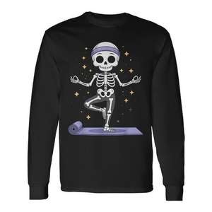 T-shirt à manches longues Skeleton Yoga Halloween Meditation - Product Image 1