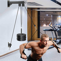 Sistem Perlengkapan Mesin Kabel Katrol DIY yang Dipasang di Dinding untuk Latihan Kekuatan Otot Biceps dan Triceps, Peralatan Olahraga Kebugaran