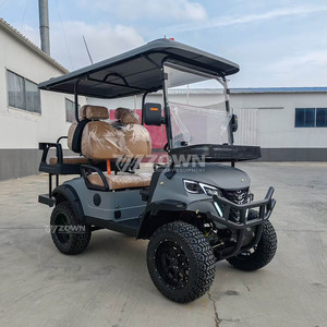 Voiturette de golf électrique tout-terrain 4 places avec auvent gris, pare-brise et pare-chocs avant de protection - Product Image 1