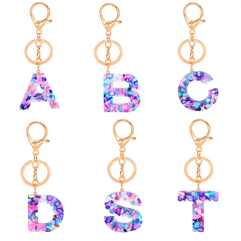 Di modo di trasporto del Nuovo Creativo Regalo 26 Inglese Lettera Resina Portachiavi Iniziale Lettera Keychain Acrilico Per Le Donne Accessori Del Sacchetto