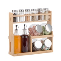 Pots à épices en verre 12 pièces bocaux de stockage en verre et distributeurs de vinaigre d'huile avec support en bois pour une utilisation en cuisine