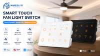 Interrupteur intelligent double 2Gang MakeGood 147*86mm Tuya Zigbee avec variateur de vitesse de ventilateur et interrupteur d'éclairage 2Gang, panneau en verre, rétroéclairage RGB, charge 200W