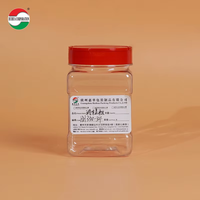 Pot en plastique PET écologique de 350 ml avec couvercle rabattable, carré, pour condiments, épices, avec couvercles rouges/noirs