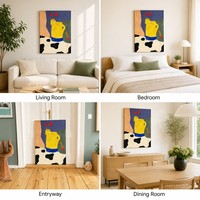 Pintura al Óleo Abstracta Divertida sobre Lienzo, Hecha a Mano, con Formas Geométricas Audaces, Grande, al por Mayor, Enmarcada, Lista para Colgar, Cuadros y Arte Mural
