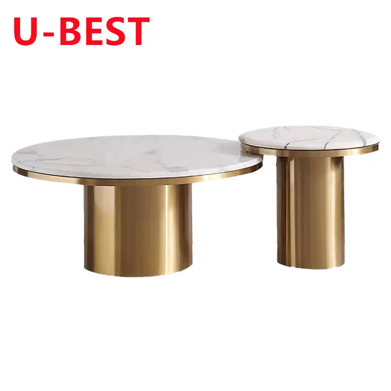 U-BEST आधुनिक स्टेनलेस स्टील सोने कॉफी टेबल के रहने कक्ष फर्नीचर इतालवी लक्जरी डिजाइन संगमरमर शीर्ष चाय कॉफी टेबल