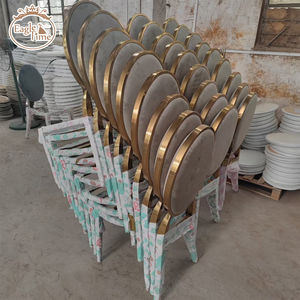 Chaises de luxe en acier inoxydable doré à dossier ovale pour réception de mariage, design moderne, fête en plein air, événement de mariage, banquet - Product Image 3