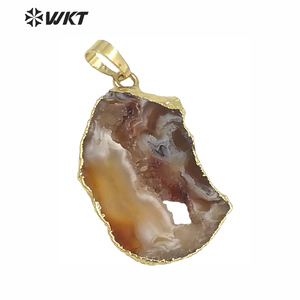 WT-P096 Partai Besar Alami Slice Geode Druzy Batu Akik untuk Wanita Hollow Di Dalam Desain Khusus Hitam Slice Geode Batu Akik Liontin - Product Image 2