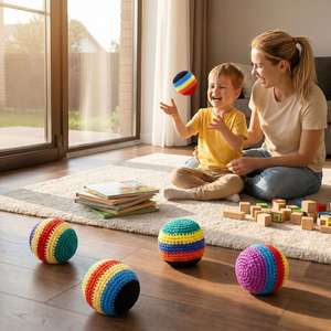 Divertidos Pelotas de Ganchillo de Colores Surtidos, Pelotas Tejidas Suaves para Niños y Principiantes - Product Image 6