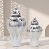 Vase en céramique Qianrui, style léger et luxueux, avec décor circulaire électro-plaqué, décoration d'intérieur, ornement de table pour le salon