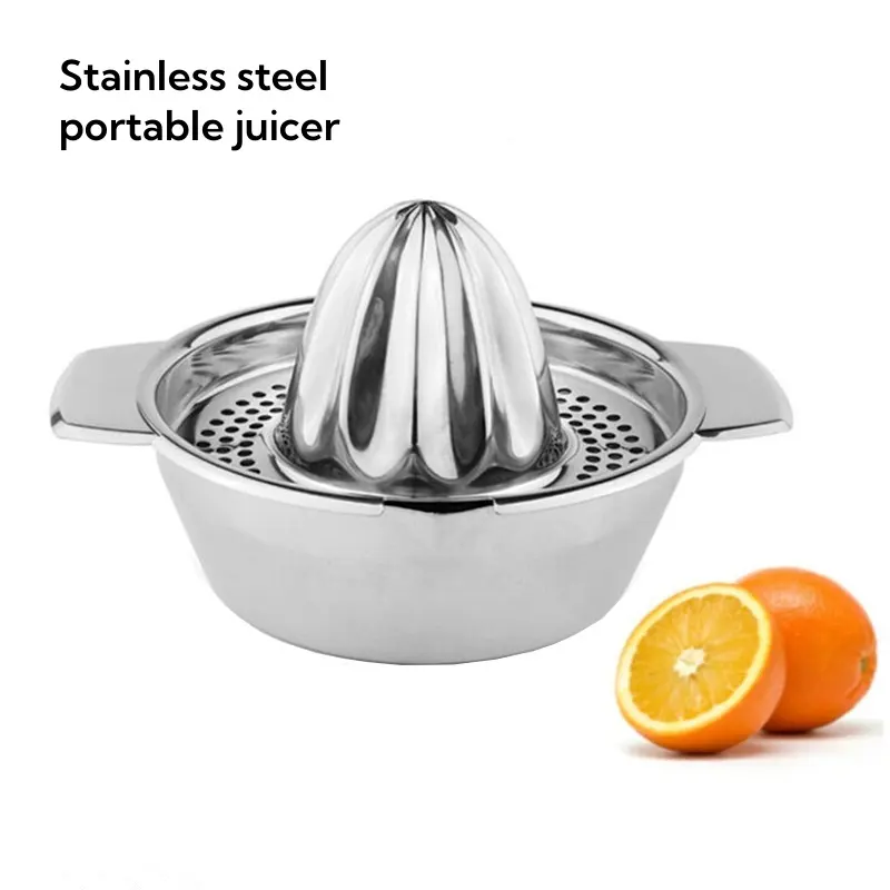 2024 Stainless Steel Fruit Lemon Juice Hand Reamer Rotation Press with Strainer Orange Juicer squeezer with bowl strainer