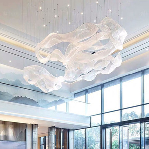 Lustre suspenso de vidro branco, luminária suspensa, decoração longa, hotel, lobby, moderno, personalizado