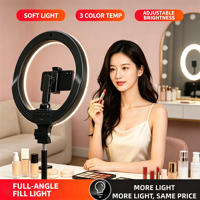 YM-Q10 Ring Light Table Lamp Adjustable Holder Camera Lighting Live Stream Makeup Video Conference TikTok LED Selfie Ring Light