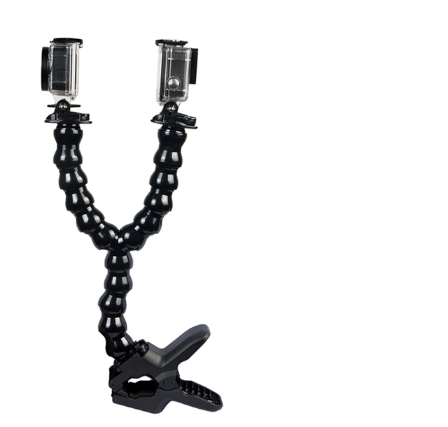 Xueren Camera Accessories Adjustable Flexible Holder Clamp Tripod Double Neck Mount for GoPro Hero6/ 5/4/3/2 SJCAM