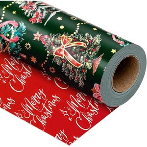 Reversible Christmas Gift <b>Wrapping</b> <b>Paper</b> 17 In X 33 Ft Double Side Recyclable For Holiday Craft - Product Image 1