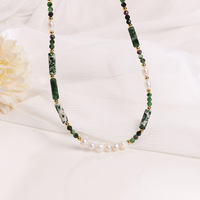 Collier et bracelet faits main populaires en pierre naturelle verte marbrée, design unique, luxe léger, pour femmes et jeunes filles, idéal comme cadeau