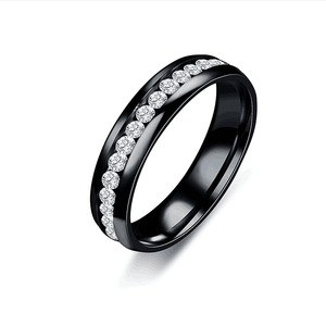 Niche Titanium Steel Single Row Diamond-studded <b>Ring</b> Stainless Steel <b>Couple</b> <b>Rings</b> Ornament Wholesale - Product Image 5