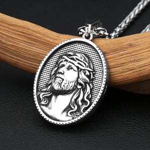 Yunnique – collier avec pendentif visage de Jésus en argent tibétain pour hommes, chaîne de 60cm, cadeau, bijoux à la mode - Product Image 3