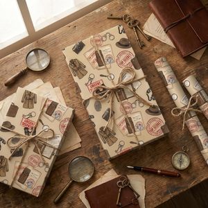 Rollo de papel de regalo Liobelon Vintage Detective & Spy, 17 pulgadas x 16.4 pies - Product Image 5