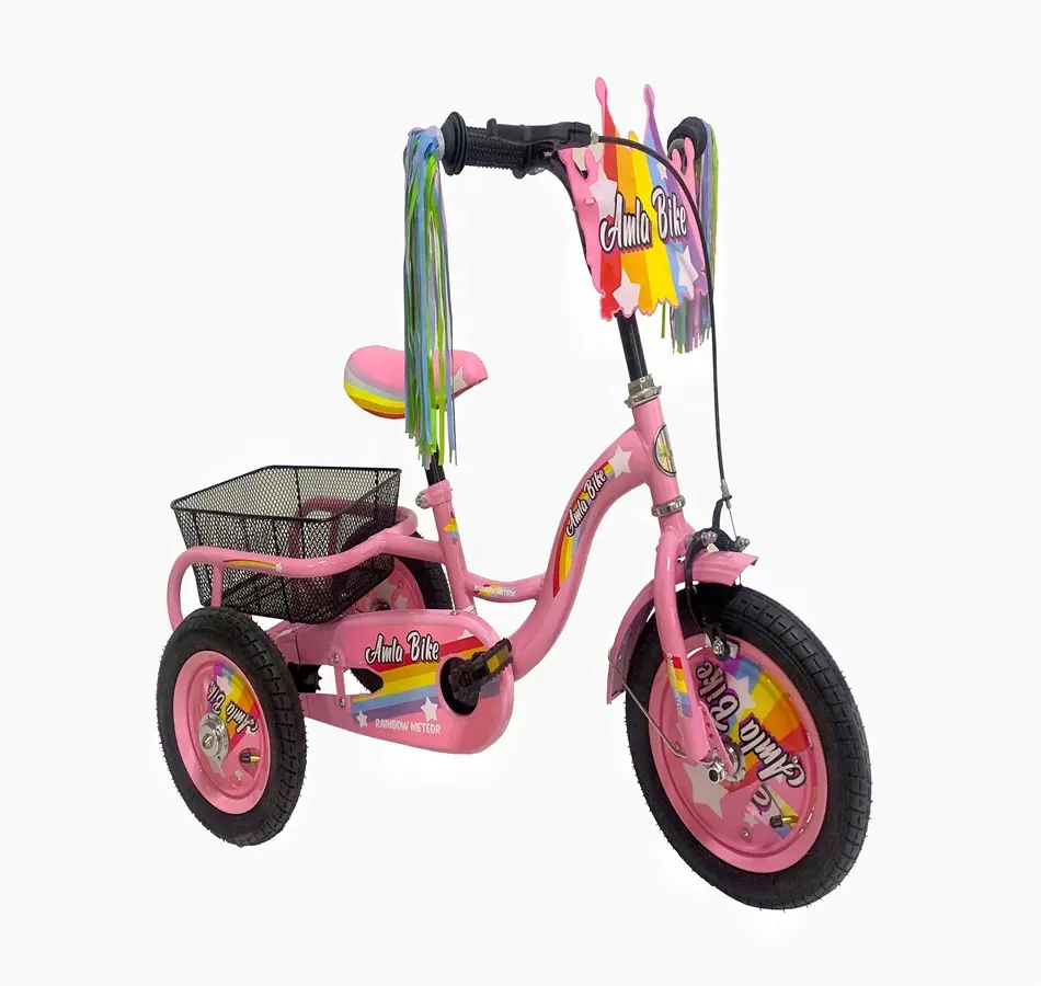Tricycle rose pour fille, nouveau design 2022, modèle à la mode trois roues avec chariot et panier en acier