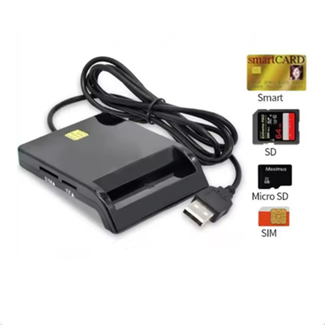 USB 2.0 External High-Speed Multi-Function Smart Card Reader for SD/TF Memory ID Bank EMV SIM Card