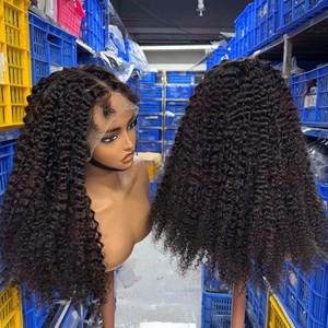 Natural Glueless <span class=keywords><strong>Brazilian</strong></span> Straight Curly Perucas de Cabelo Humano Cabelo Virgem 360 Full Lace 13x6 Hd Lace Frontal Peruca para Black Wome - Product Image 3