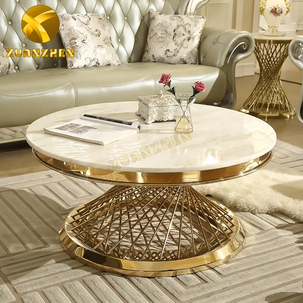 Muebles para el hogar ronda mesa de centro de mármol mesas de café de lujo moderno mesa de café para la habitación