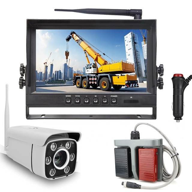 GreenYi 9" HD IPS DVR Monitor Wireless Backup Camera 30x Zoom 2MP Rear View System for Caravan Truck Tower Crane