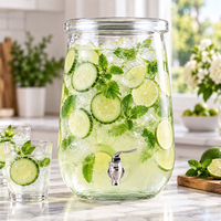 Distributeur de boissons en verre 8L avec robinet en acier inoxydable, pot à eau et jus transparent pour zone de repos de studio de fitness