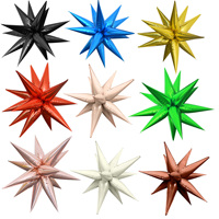 Ballons Étoiles Dorés, Argentés et Noirs pour Décorations d'Halloween, Noël, Anniversaire, Mariage – Ballons Étoiles Coniques à Effet d'Explosion en Aluminium à 12 Pointes