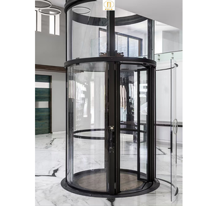 Thang máy gia đình thiết kế sang trọng hình tròn mạ vàng, thang máy tròn, thang máy gia đình 3 tầng - Product Image 3