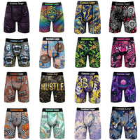 Boxers pour hommes en marque privée OEM, style pop art, impression numérique, haute élasticité, séchage rapide, caleçons en polyester anti-odeur