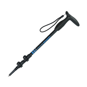 Carbon Fiber T-Handle Trekking Pole <b>3</b> Section Lightweight Mountaineering Hiking Pole Orange Blue Metal Tip - Product Image 1