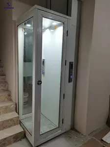 Voiture d'ascenseur d'or de sécurité d'acier inoxydable ascenseurs résidentiels de 2 personnes ascenseurs à la maison