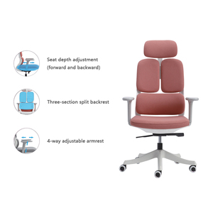 Chaise de <span class=keywords><strong>bureau</strong></span> ergonomique en maille avec appui-tête fixe, dossier segmenté, coussin d'assise rembourré, support lombaire, siège rotatif, hauteur réglable - Product Image 4